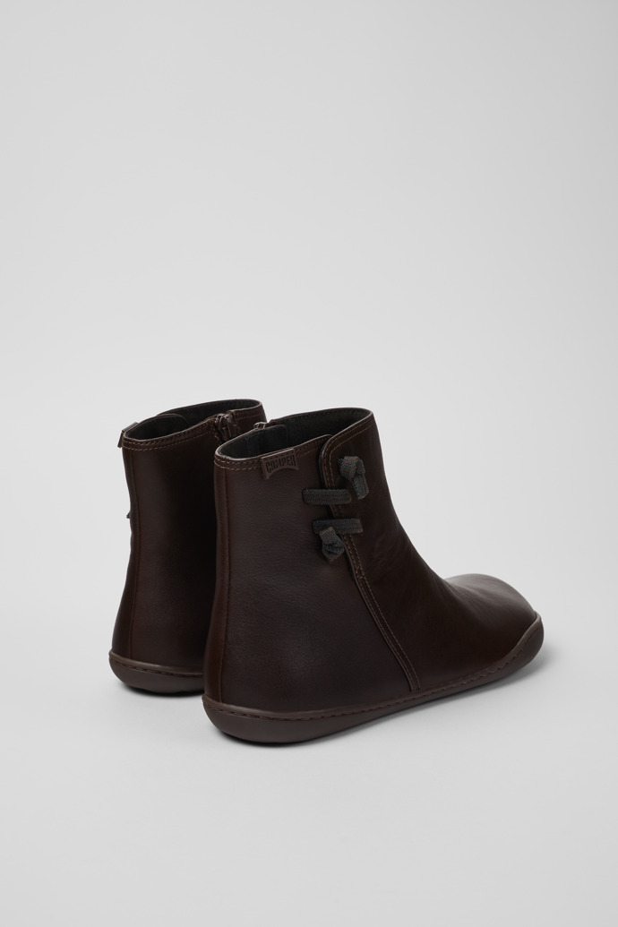 Back view of Peu Brown Leather Boots for Women