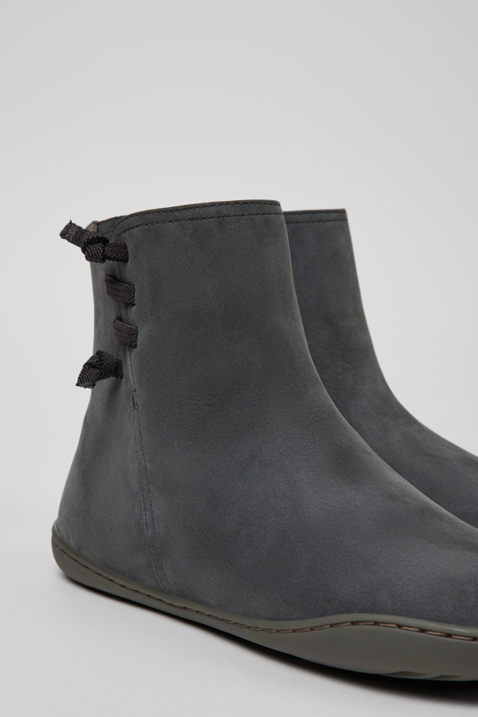 Close-up view of Peu Gray Nubuck Ankle Boots for Women.