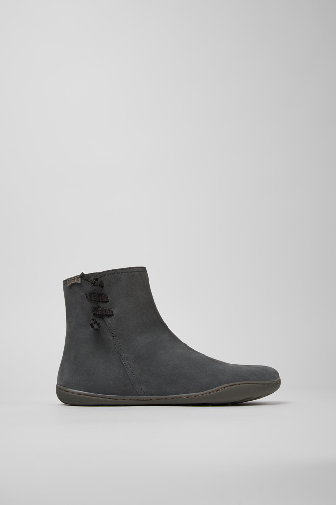 Side view of Peu Gray Nubuck Ankle Boots for Women.