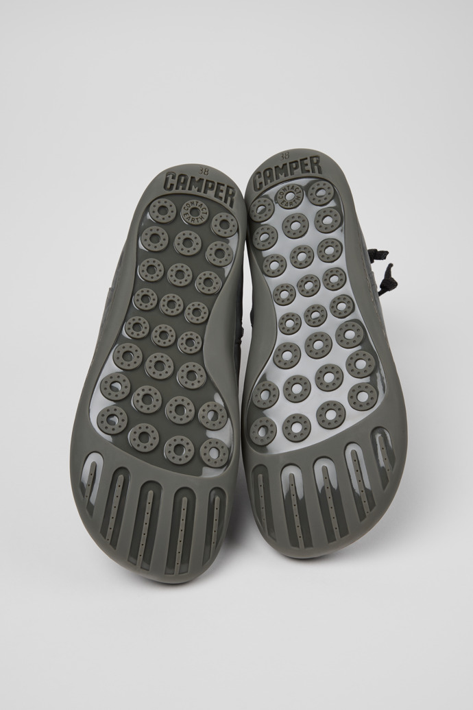 The soles of Peu Gray Nubuck Ankle Boots for Women.