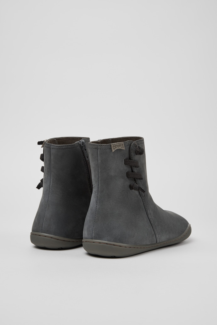 Back view of Peu Gray Nubuck Ankle Boots for Women.