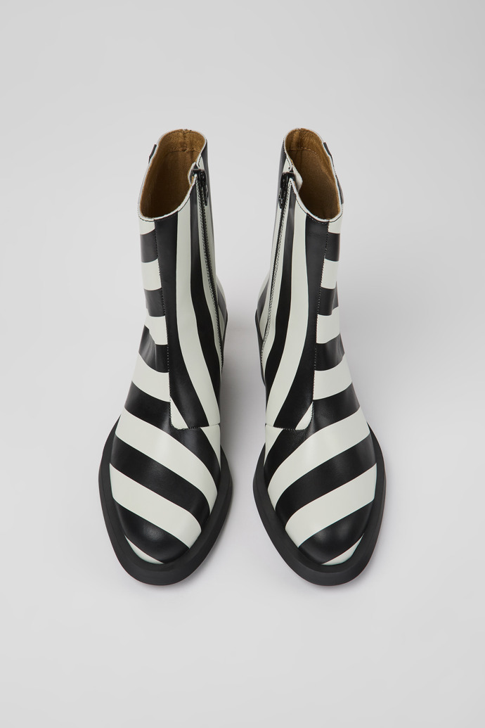 Black and 2025 white striped booties