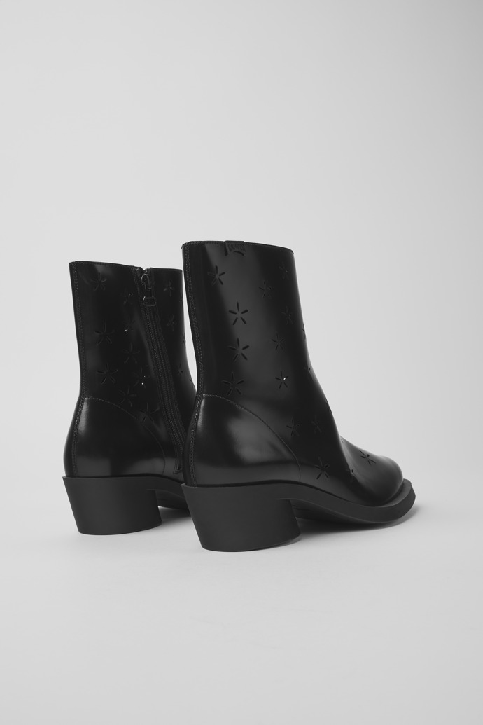 Back view of Bonnie Black leather boots for women