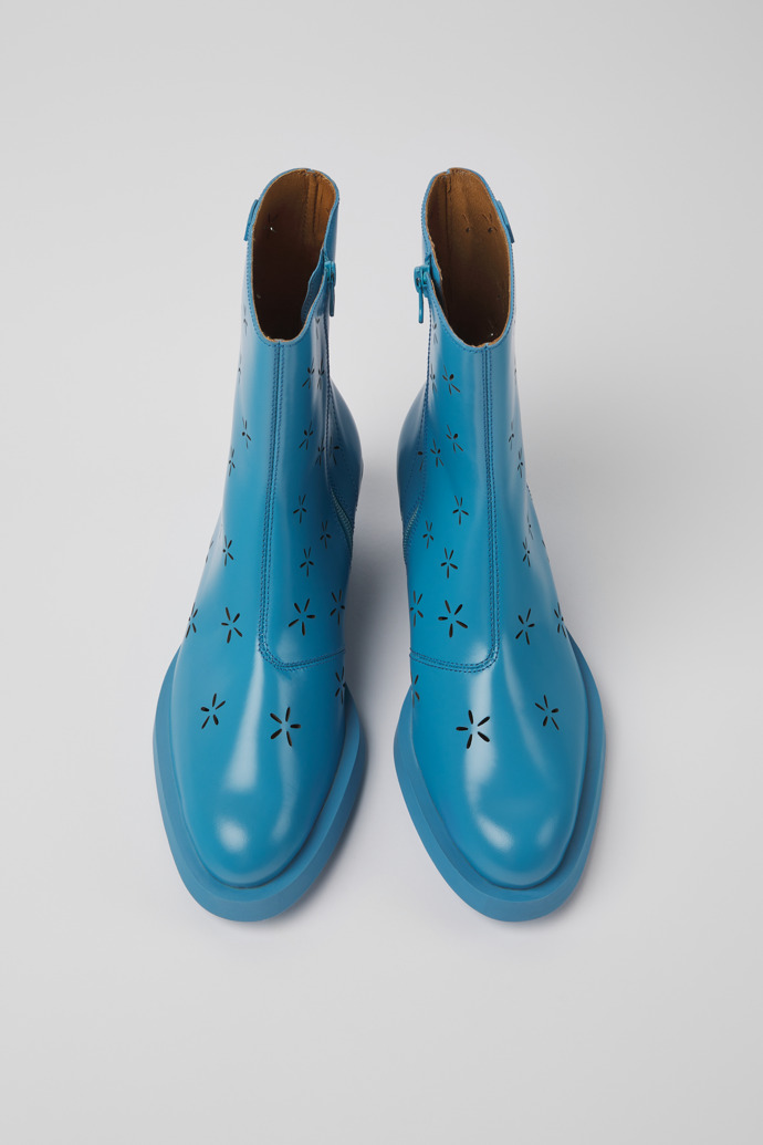 Overhead view of Bonnie Blue leather boots for women