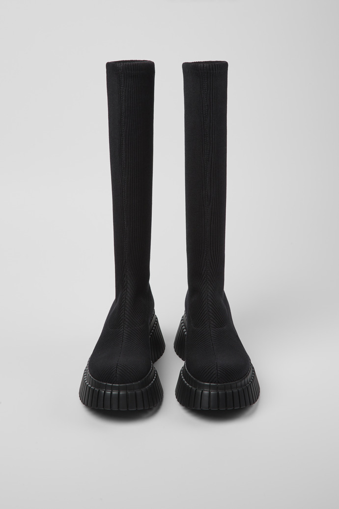 Overhead view of BCN TENCEL® Black textile boots for women