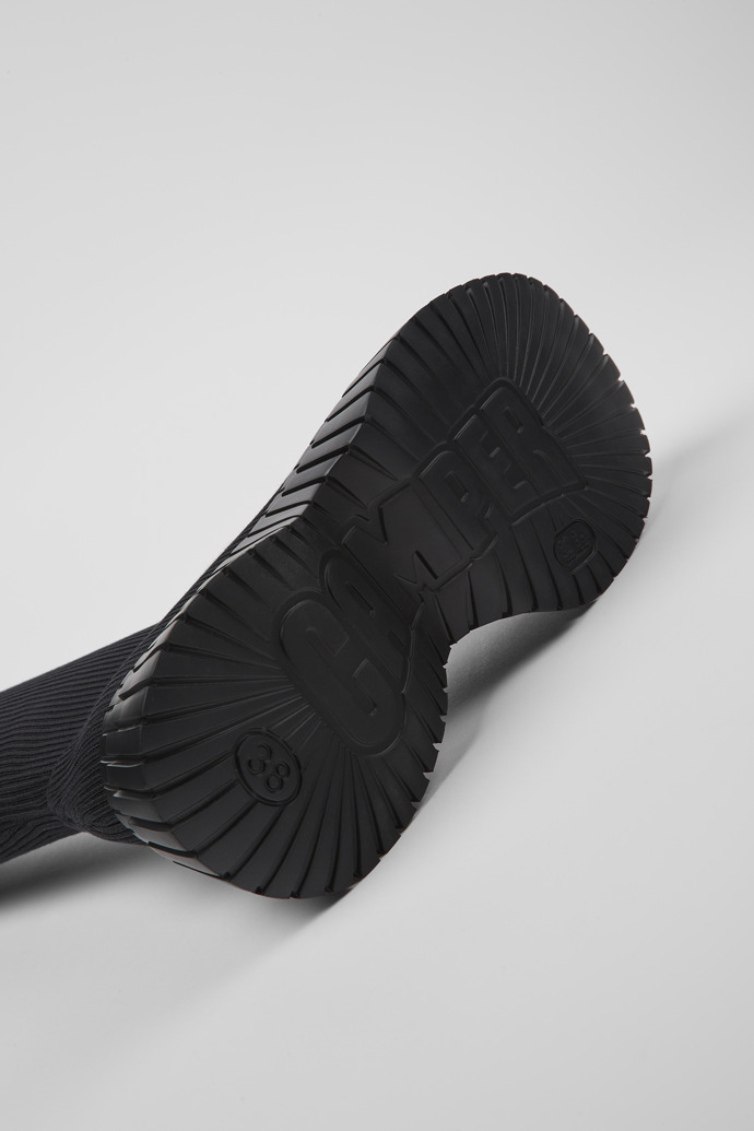 The soles of BCN TENCEL® Black textile boots for women