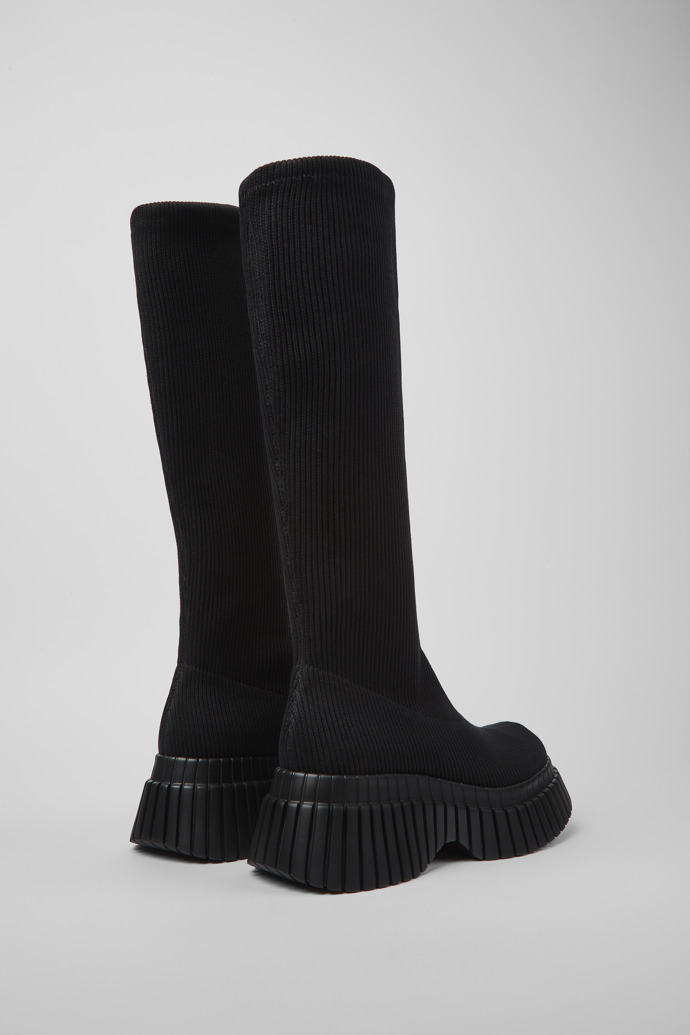 Back view of BCN TENCEL® Black textile boots for women