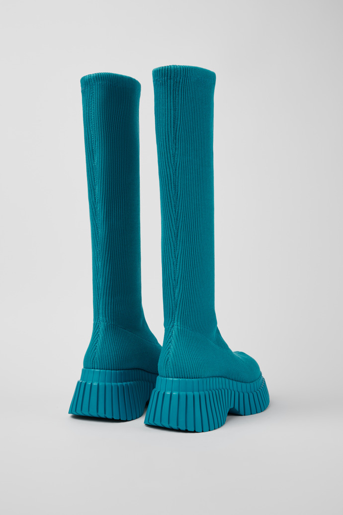 Back view of BCN TENCEL® Blue textile boots for women