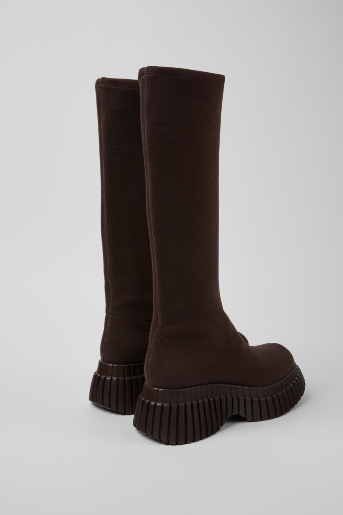 Back view of BCN TENCEL® Brown textile boots for women