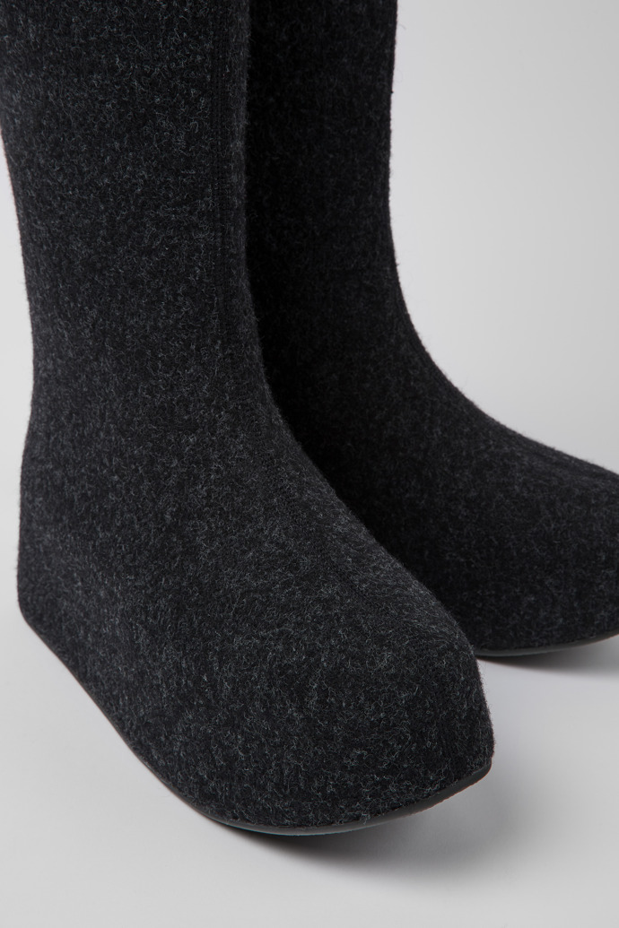 Close-up view of Camper x Ottolinger Dark gray wool high boots for women