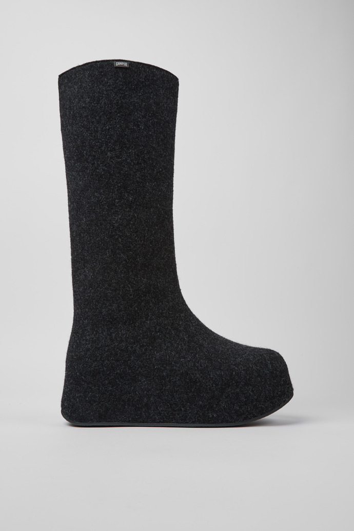 Side view of Camper x Ottolinger Dark gray wool high boots for women