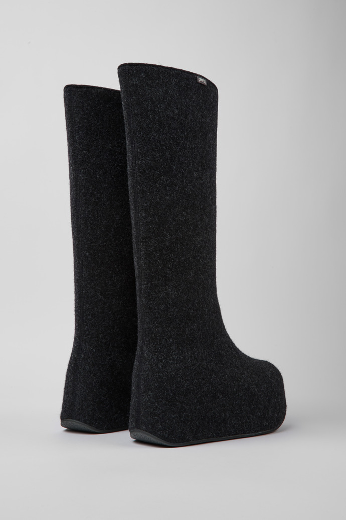 Back view of Camper x Ottolinger Dark gray wool high boots for women