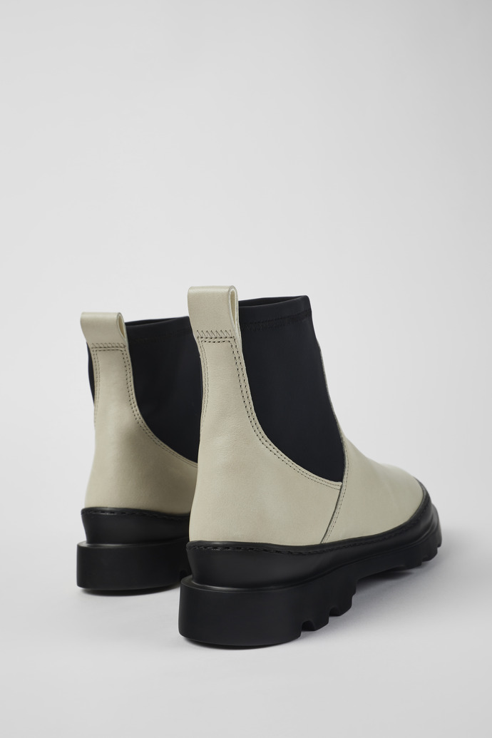 Back view of Brutus White leather ankle boots for women