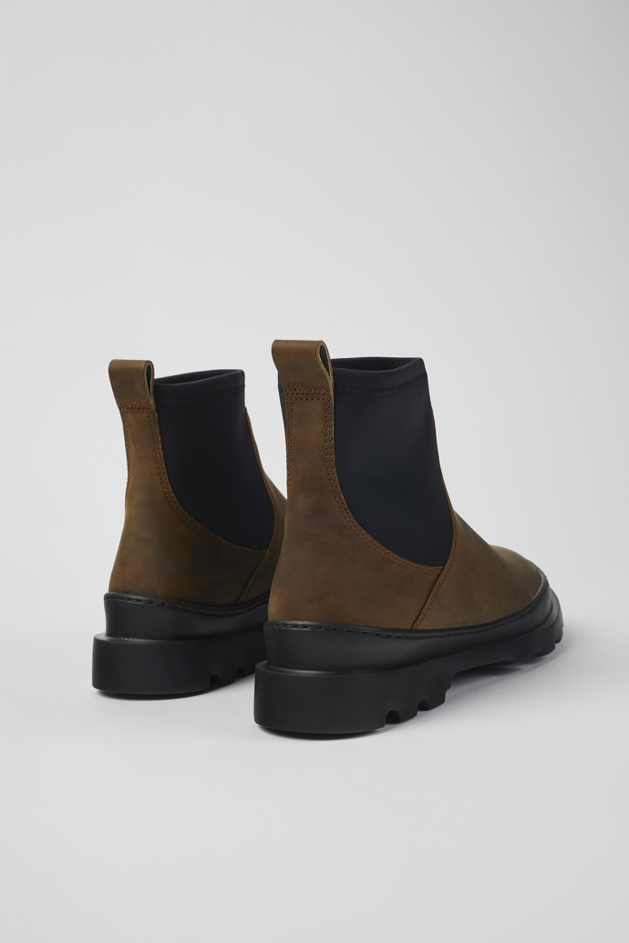 Back view of Brutus Brown nubuck ankle boots for women