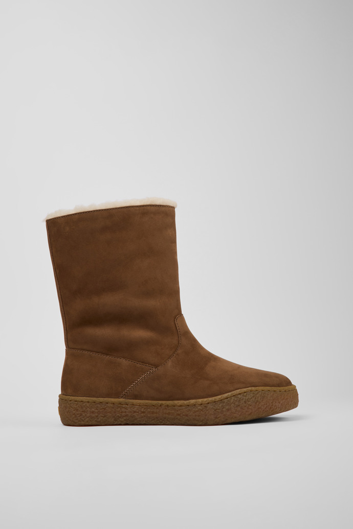 Side view of Peu Terreno Brown nubuck boots for women