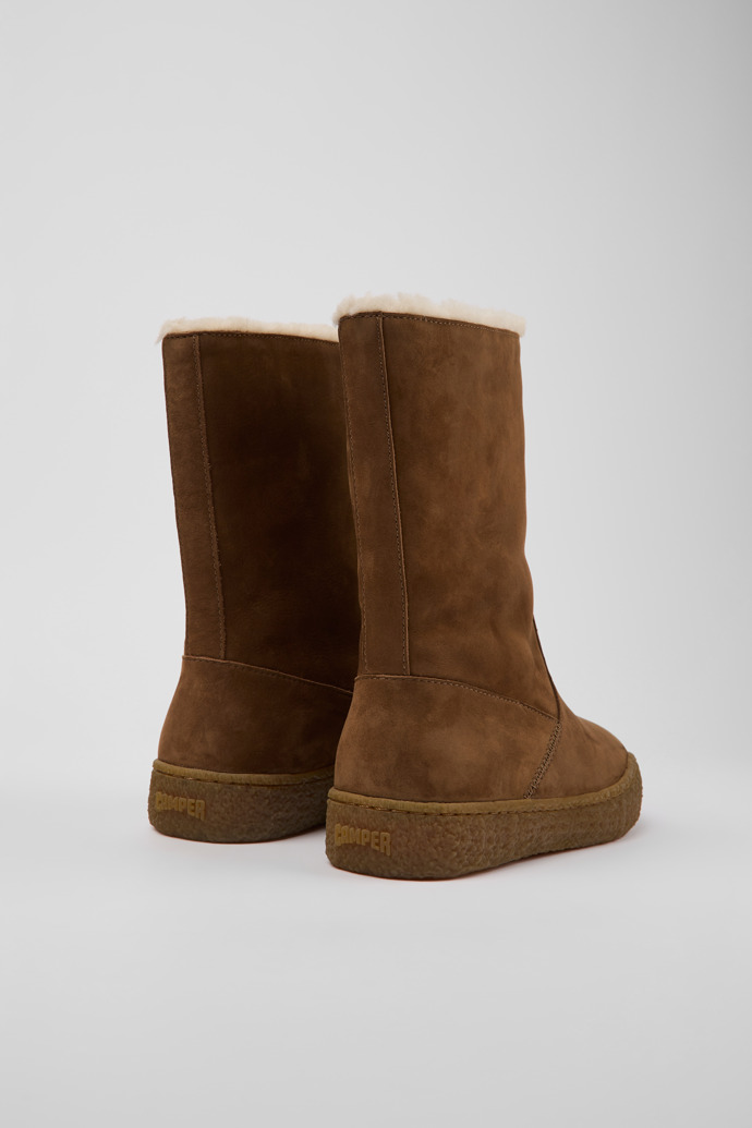 Back view of Peu Terreno Brown nubuck boots for women