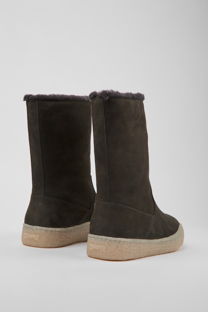 Back view of Peu Terreno Gray nubuck boots for women