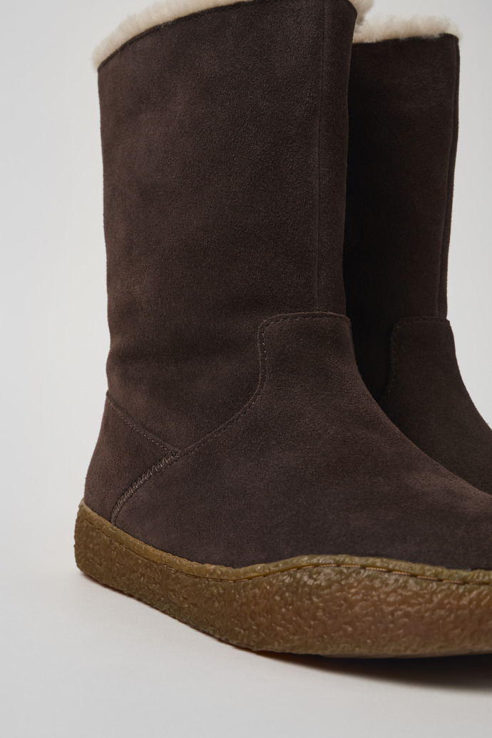 Close-up view of Peu Terreno Brown Nubuck Boots for Women