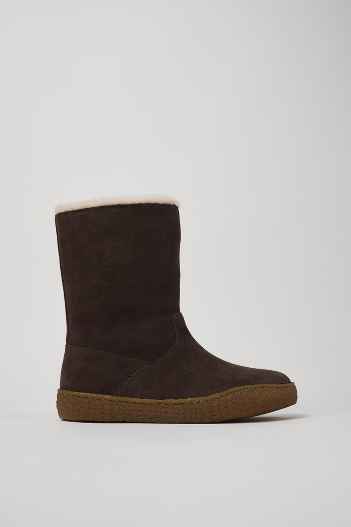 Side view of Peu Terreno Brown Nubuck Boots for Women