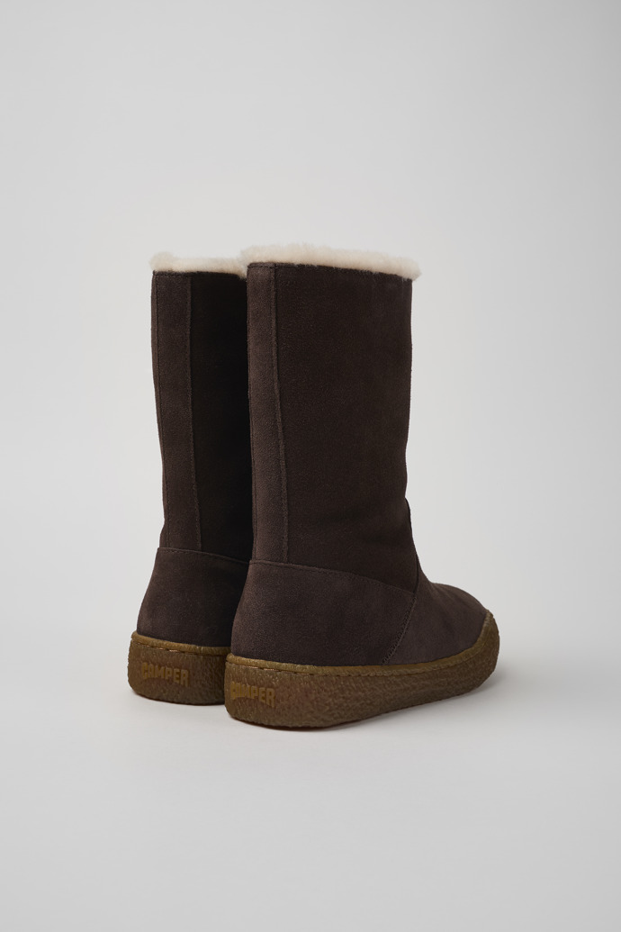 Back view of Peu Terreno Brown Nubuck Boots for Women