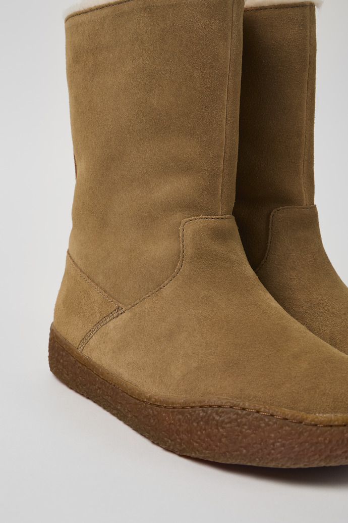 Close-up view of Peu Terreno Brown Nubuck Boots for Women