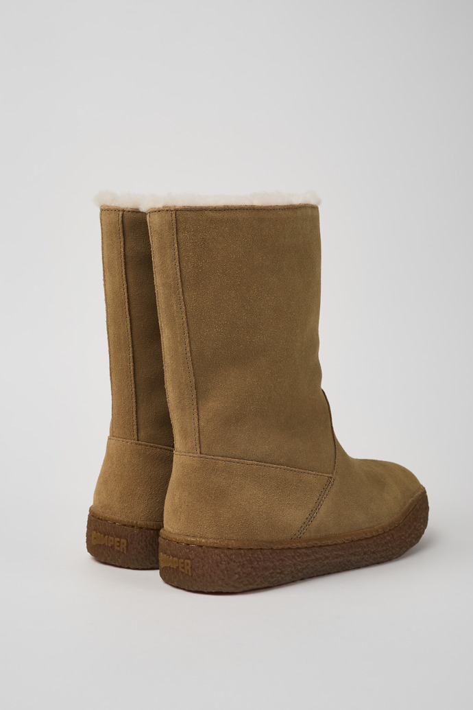 Back view of Peu Terreno Brown Nubuck Boots for Women