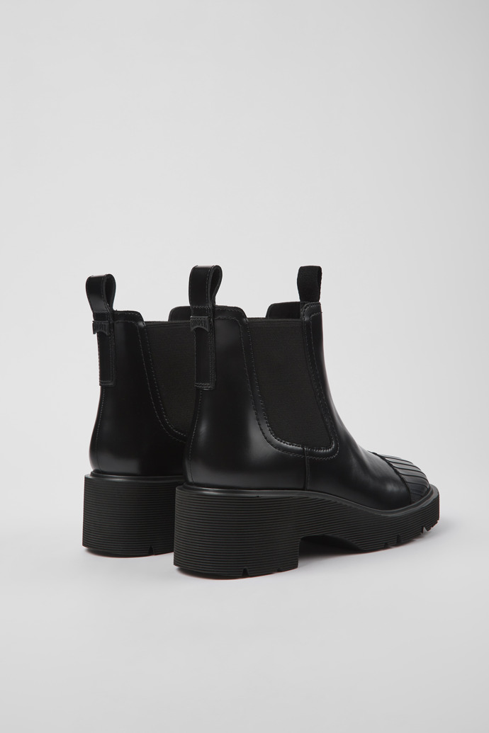 Back view of Milah Black leather Chelsea boots for women