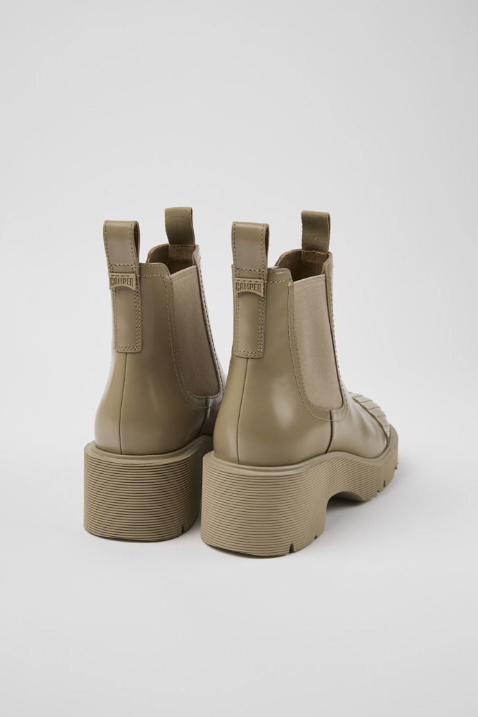 Back view of Milah Beige leather Chelsea boots for women