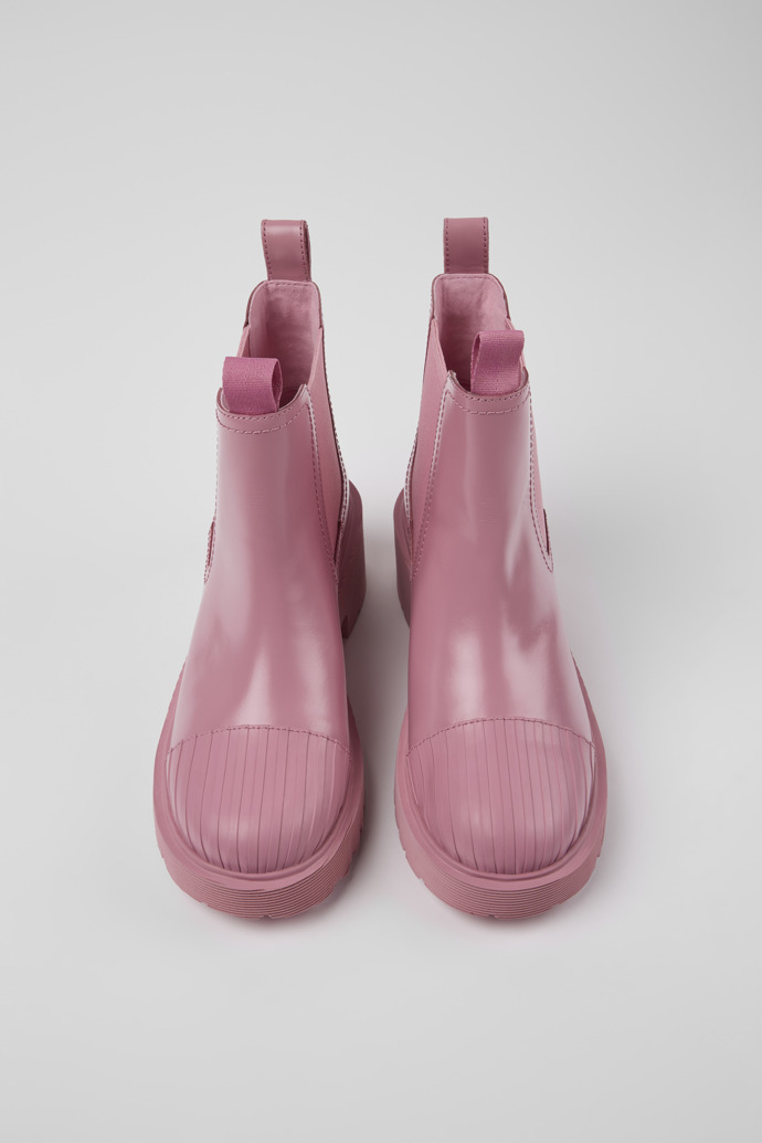 Overhead view of Milah Pink leather Chelsea boots for women