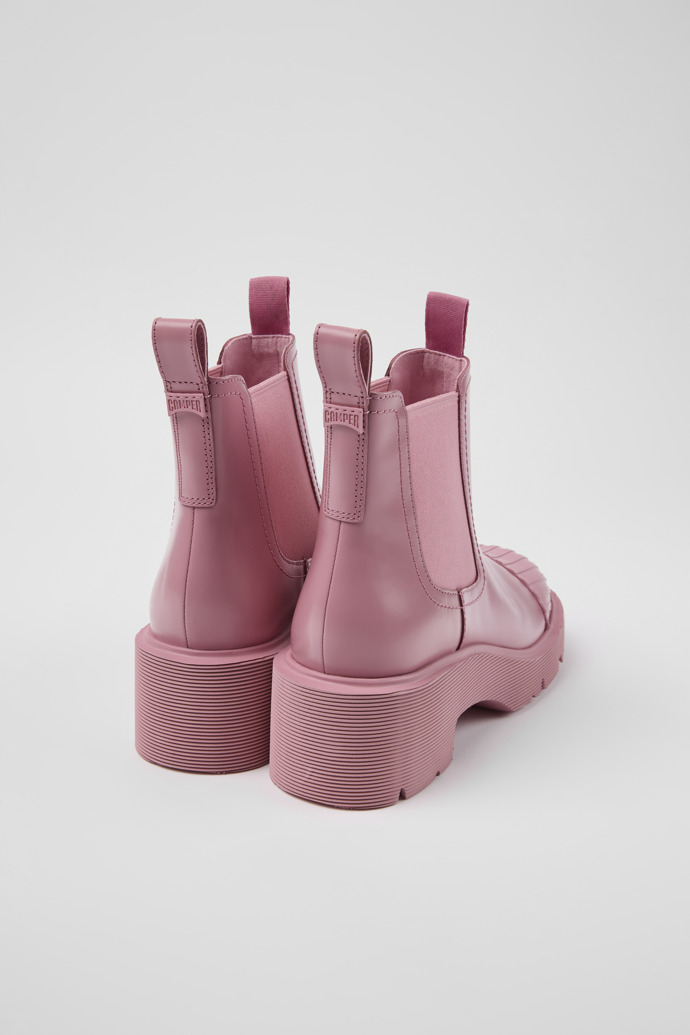 Back view of Milah Pink leather Chelsea boots for women