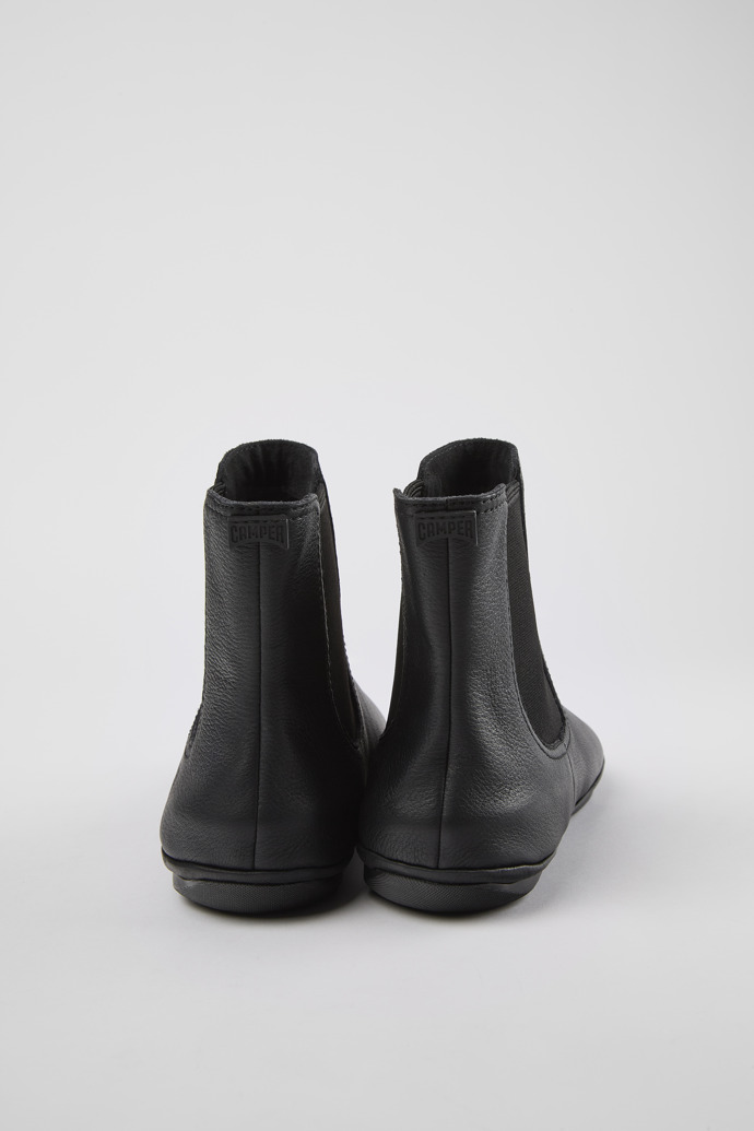 Back view of Right Black leather boots for women