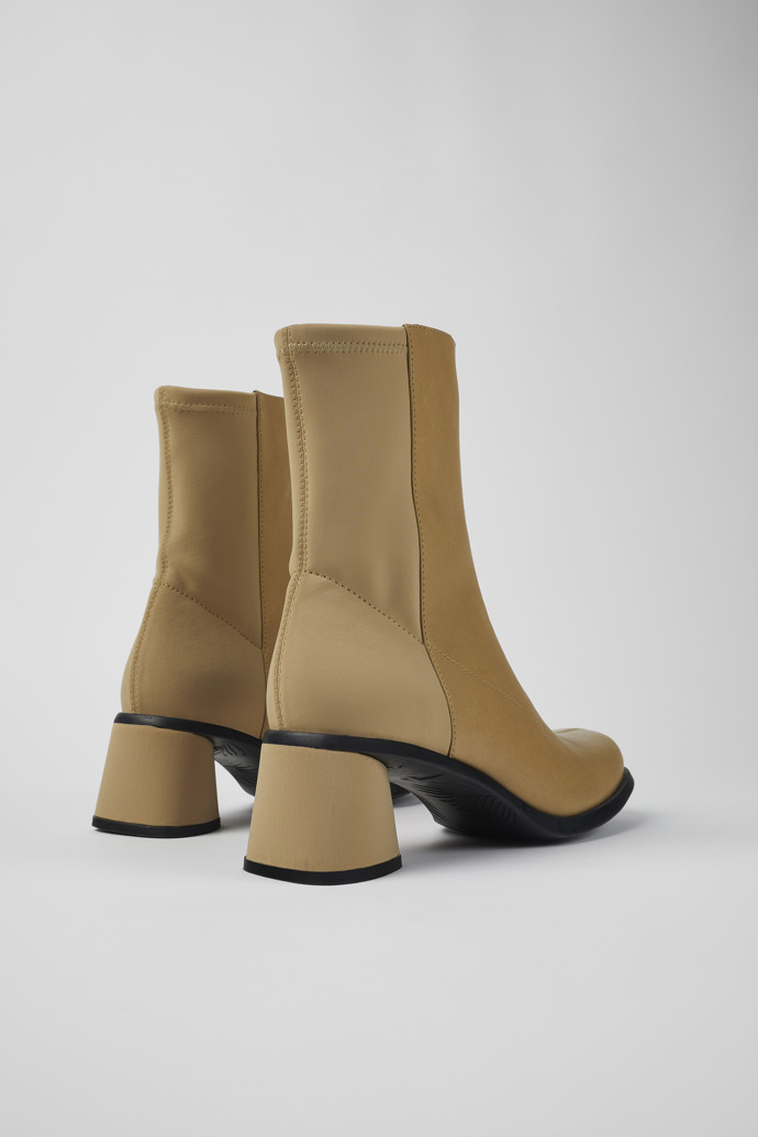 Back view of Kiara Beige leather and recycled PET boots for women