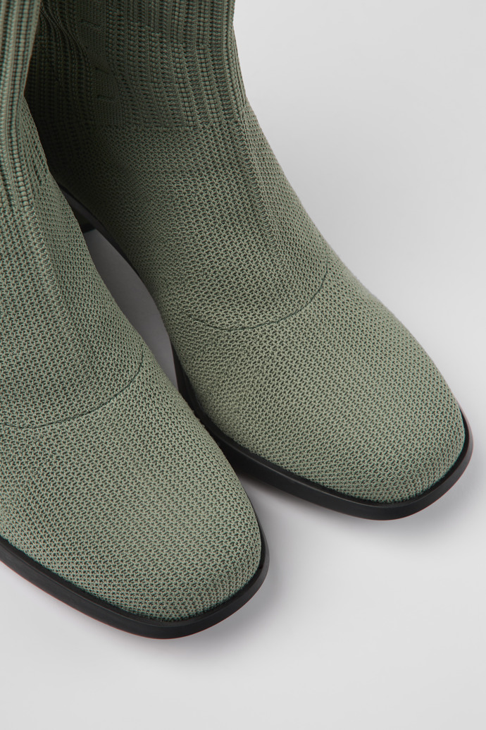 Close-up view of Kiara Green textile boots for women