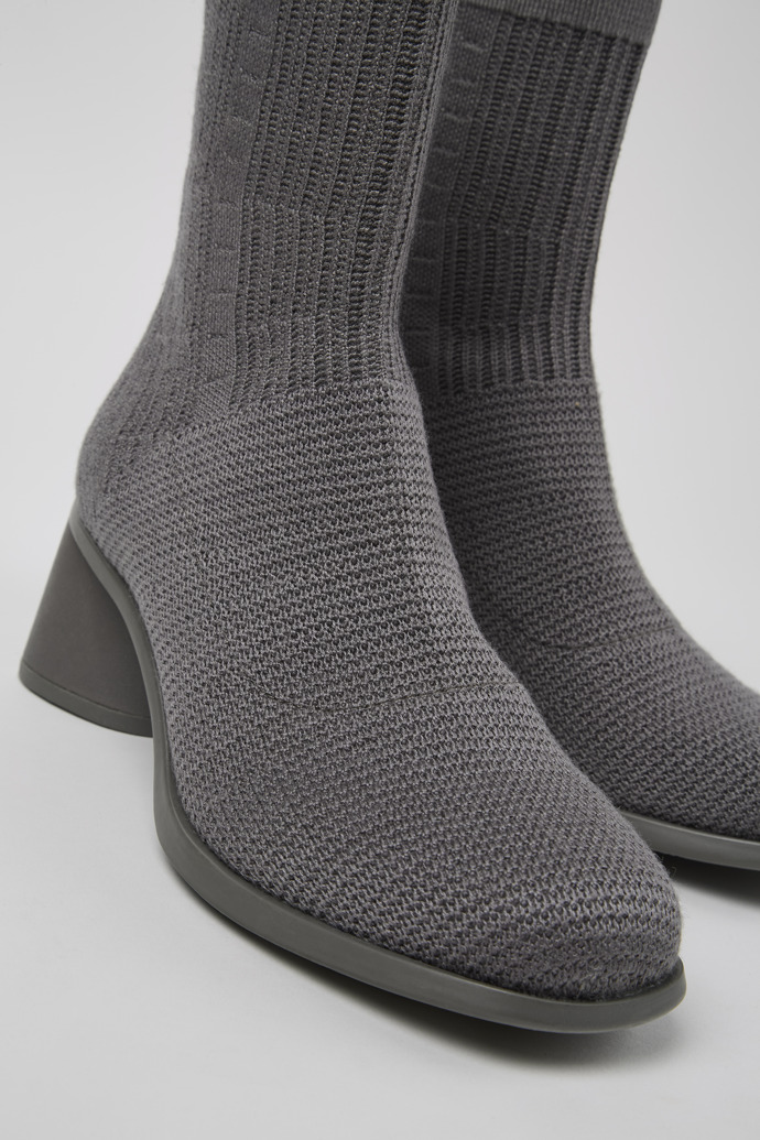 Close-up view of Kiara TENCEL® Gray textile boots for women