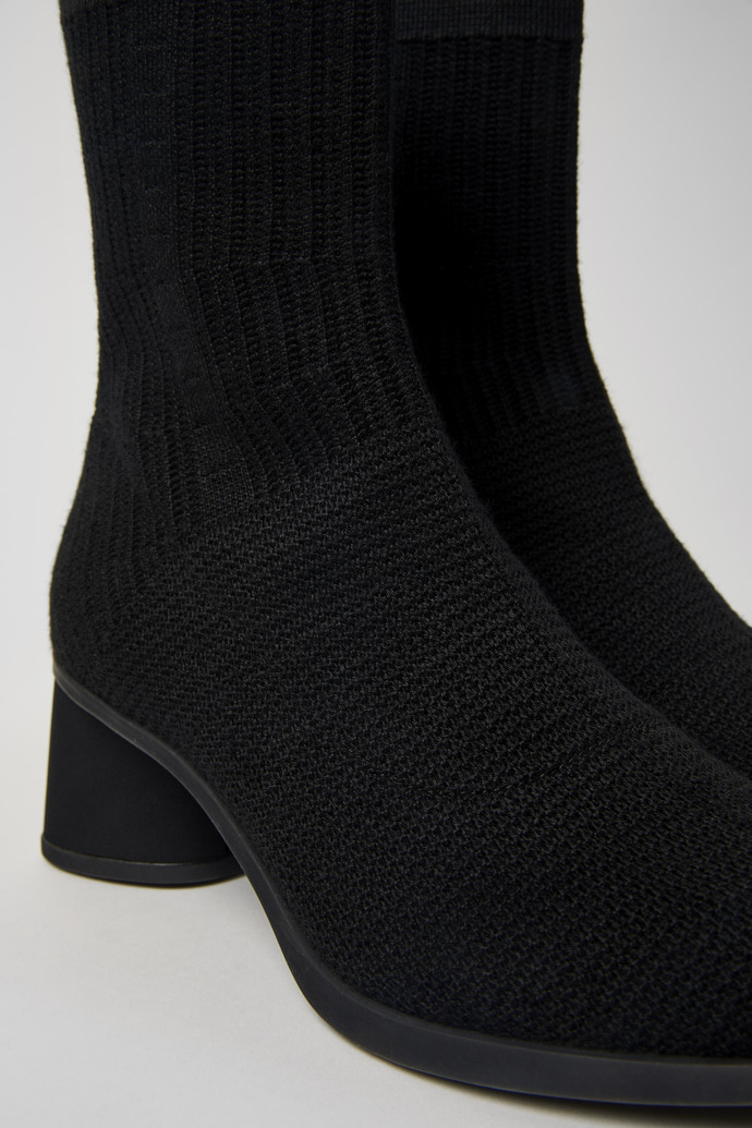 Close-up view of Kiara Black textile boots for women