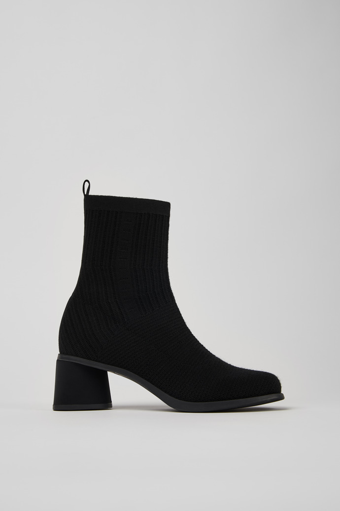 Side view of Kiara TENCEL® Black textile boots for women