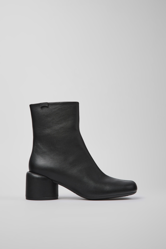 Side view of Niki Black leather boots for women