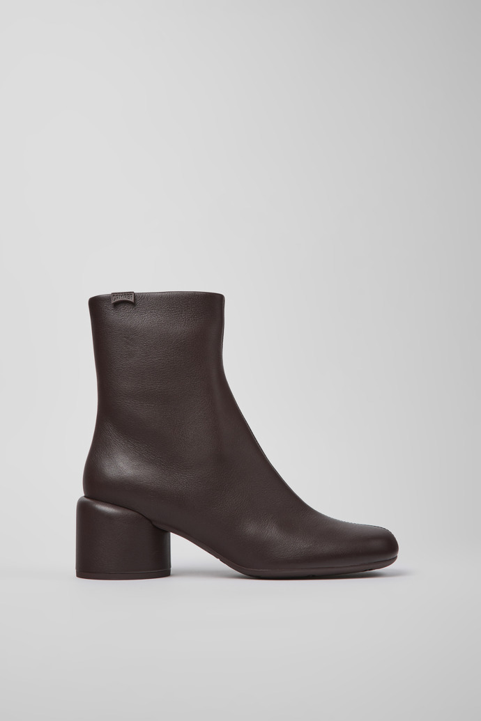 Image of Side view of Niki Burgundy leather boots for women