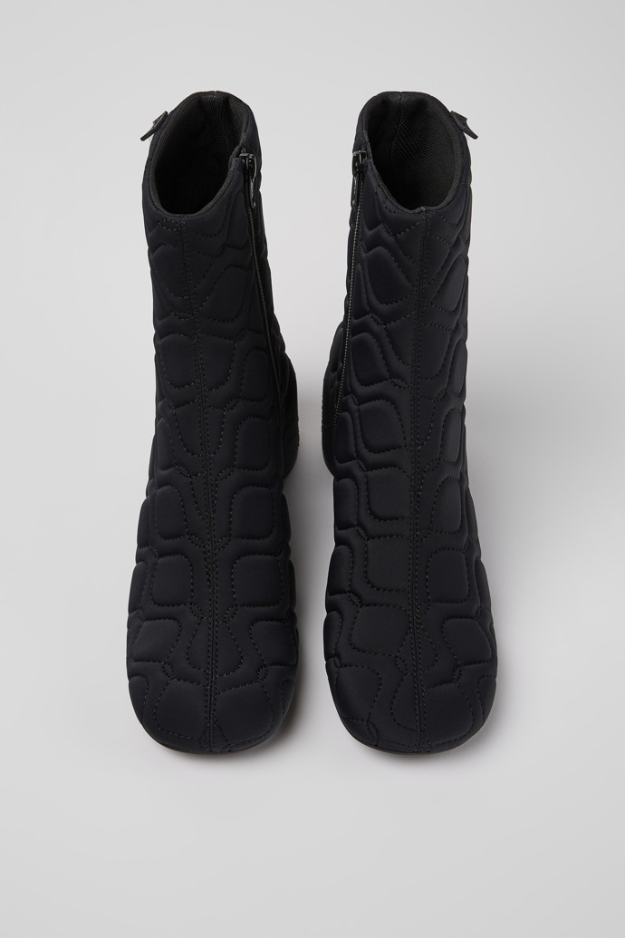 Overhead view of Niki Black textile boots for women