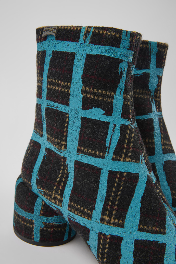 Close-up view of Niki Multicolored recycled wool boots for women