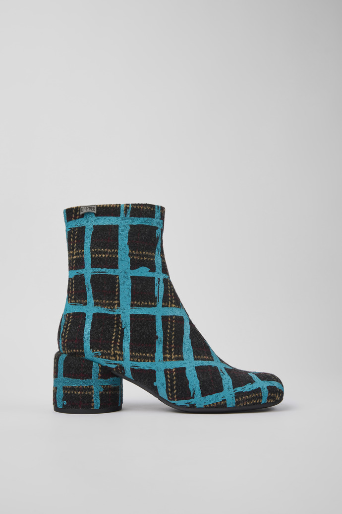 Side view of Niki Multicolored recycled wool boots for women