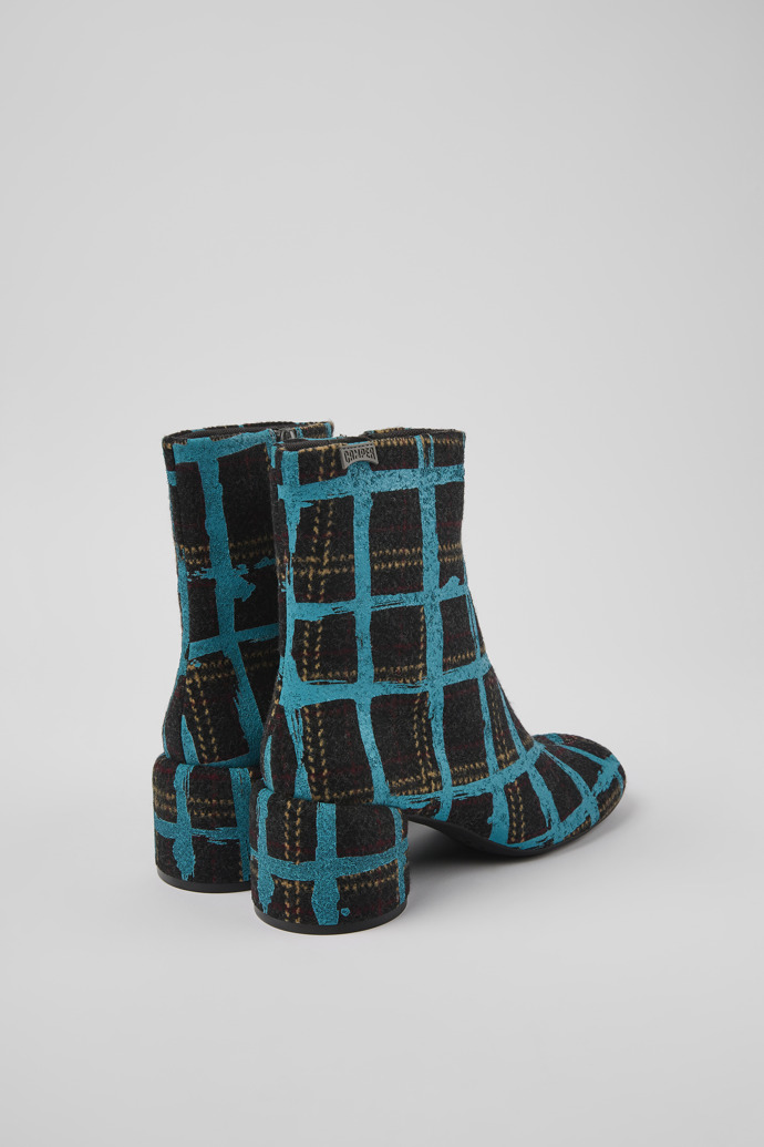 Back view of Niki Multicolored recycled wool boots for women