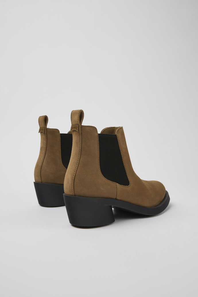 Back view of Bonnie Brown nubuck ankle boots for women