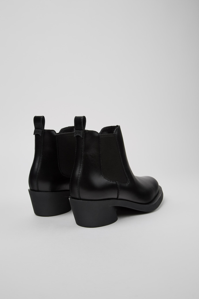 Back view of Bonnie Black leather ankle boots for women