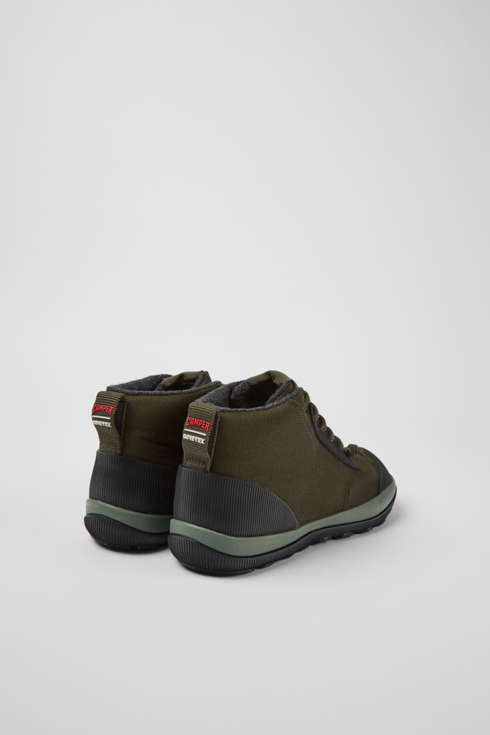 Back view of Peu Pista Green textile ankle boots for women