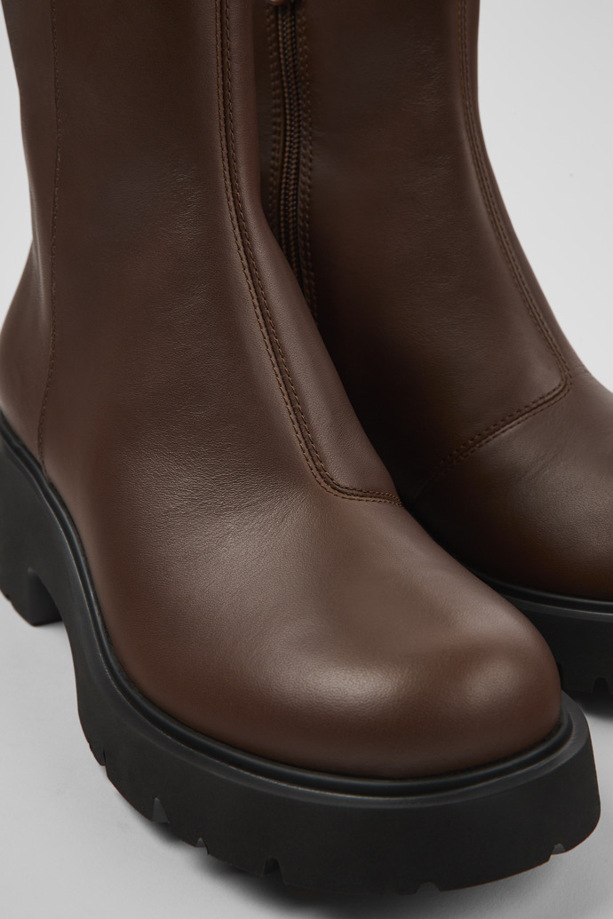 Close-up view of Milah HYDROSHIELD® Brown leather boots for women