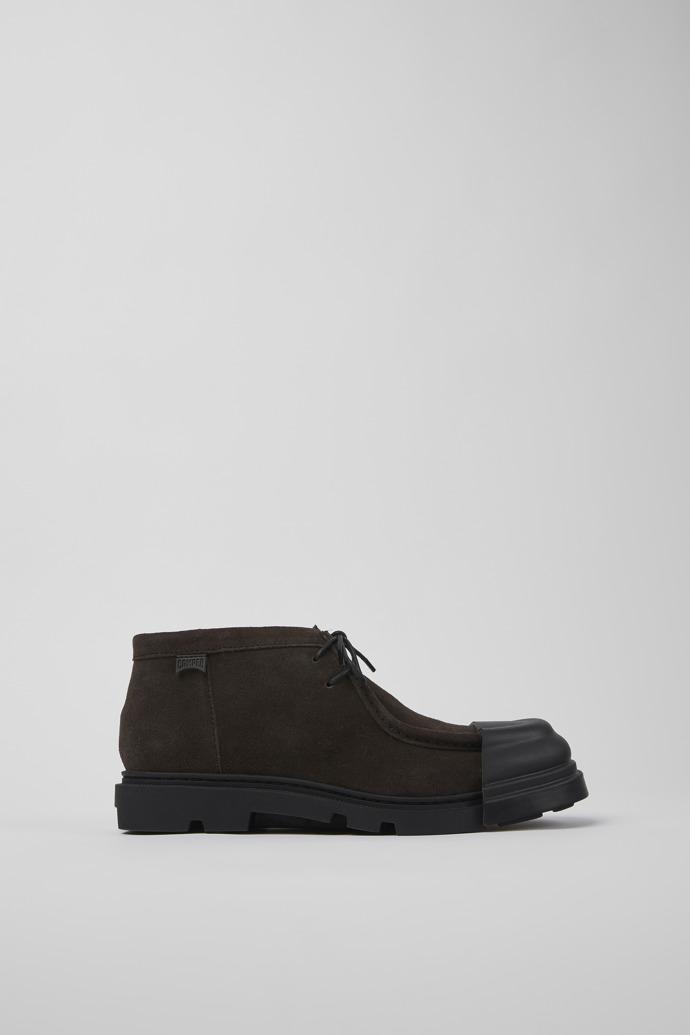 Side view of Junction Gray nubuck shoes for women
