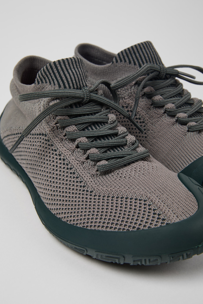 Close-up view of Path Gray textile sneakers for women