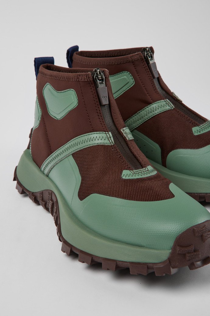 Close-up view of Drift Trail VIBRAM Multicolored recycled PET ankle boots for women