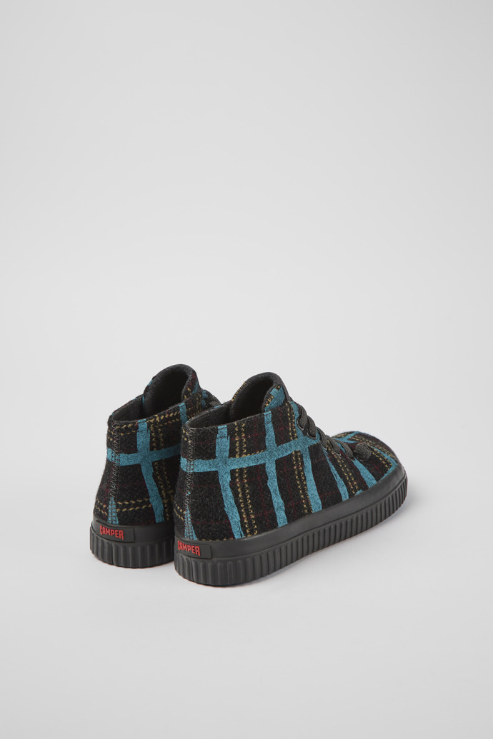 Back view of Peu Roda Blue multicolored recycled wool sneakers for women
